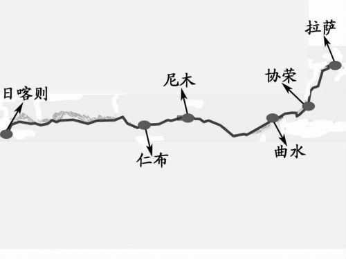 拉日鐵路中途設(shè)置的協(xié)榮、曲水、尼木、仁布站位置分布示意圖。記者田俊制圖