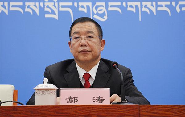 圖為發(fā)言人：自治區(qū)黨委政法委副書記、秘書長、自治區(qū)國安辦常務副主任、區(qū)教整辦副主任 郝濤.jpg